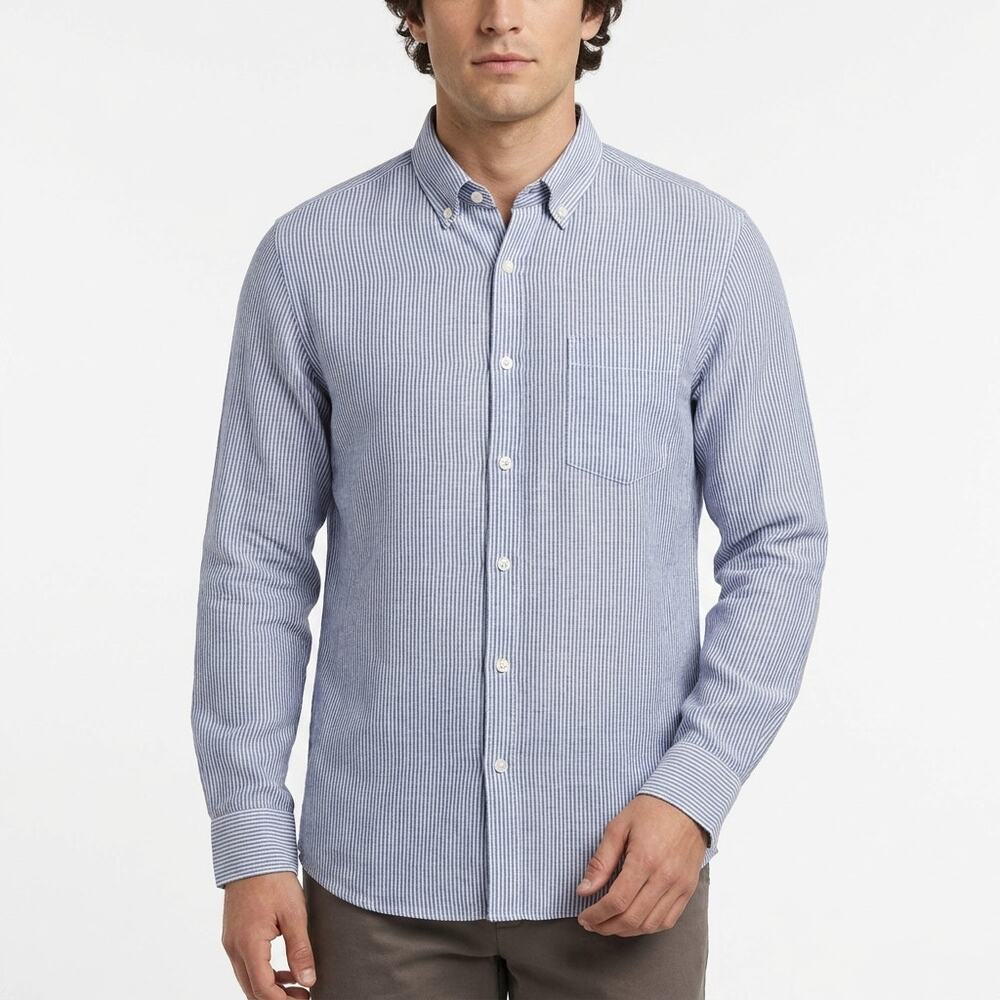 MAGASCHONI MAN Magaschoni Linen  Striped Button-Up Shirt Men Size L